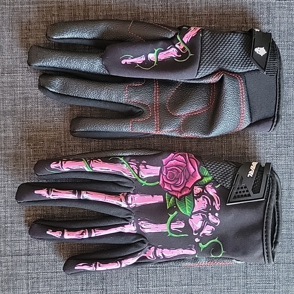 Rigwarl Moto Gloves Pink Skeleton S